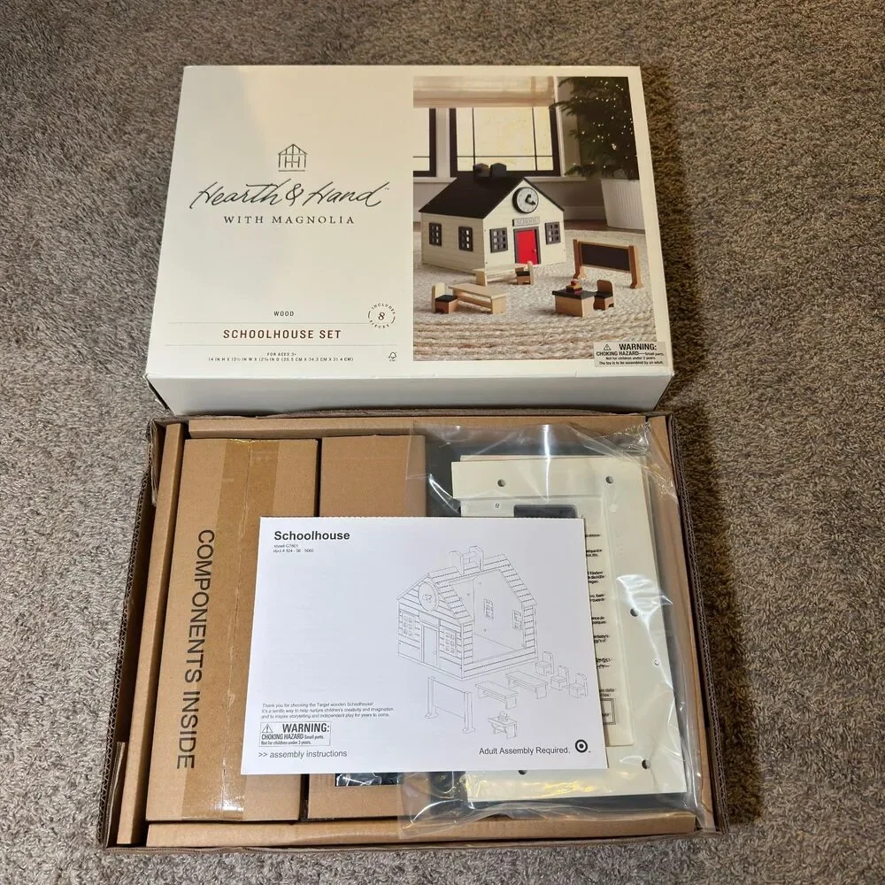 Hearth & Hand With Magnolia Schoolhouse Set Wood Toy 8 pc Childs Play NEW